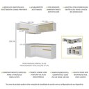 Ver imagem 4 de Armário de Cozinha Completa de Canto com Rodapé Veneza Multimóveis V2094 Branco/Dourado