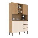 Ver imagem 1 de Armário Kit Cozinha com 4 Portas, 3 Gavetas AC4430 Bege/Marromle/Cristalo/Petra