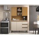 Ver imagem 2 de Armário Kit Cozinha com 4 Portas, 3 Gavetas AC4430 Bege/Marromle/Cristalo/Petra