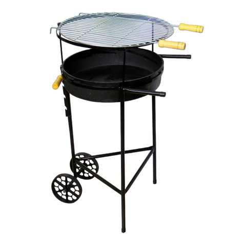 Churrasqueira Redonda Grelha e Carrinho com Rodas 66x55x42cm Ouro Minas