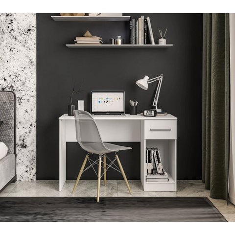 Mesa Escrivaninha com e Espaço para Cpu 2319 1 Gaveta 120cm Branco