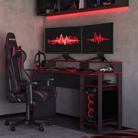 Mesa Gamer Escrivaninha em 2334 136cm Vulcano Preto