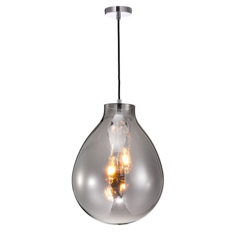 Pendente Cromado com Vidro Fumê 52cm 2e27 14617-pl