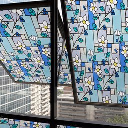 Pelicula Adesivo Eletrostatica Vidro Jateado Vitral Flores - 7