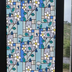 Pelicula Adesivo Eletrostatica Vidro Jateado Vitral Flores - 2
