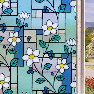 Pelicula Adesivo Eletrostatica Vidro Jateado Vitral Flores