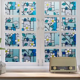 Pelicula Adesivo Eletrostatica Vidro Jateado Vitral Flores - 8