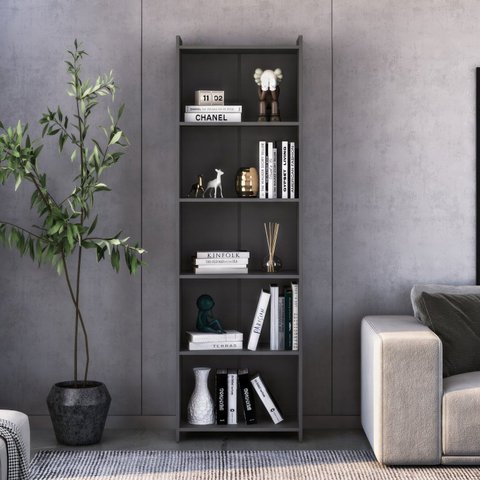 Estante de Livros 57CMX183CM 5 Prateleiras 2328 Preto/Vulcano