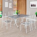 Ver imagem 1 de Conjunto Sala de Jantar Mesa Retangular 140x75cm Tampo Granito Ocre 6 Cadeiras Paraty Branco/Paraopeba