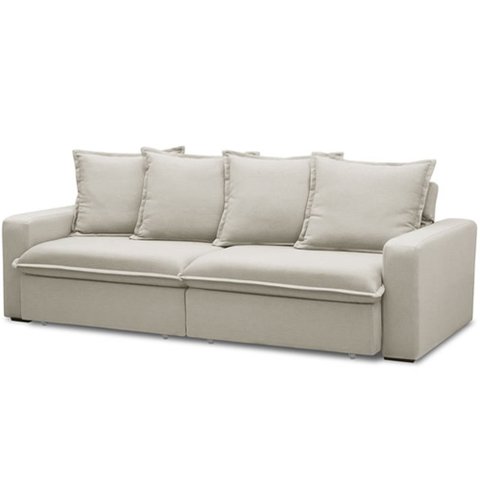 Sofá Retrátil Reclinável para Sala de Estar Living 215cm Vêneto F04 Veludo Bege - Lyam Decor