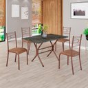 Ver imagem 1 de Conjunto Sala de Jantar Mesa Retangular 100x60cm Tampo Pedra Ardósia Indiana 4 Cadeiras Paraty