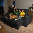 Ver imagem 2 de Sofá Retrátil e Reclinável 2,65m Stadium Molas Ensacadas Velupluma Preto Cama Inbox