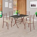 Ver imagem 1 de Conjunto Sala de Jantar Mesa Retangular 100x60cm Tampo Pedra Ardósia Indiana 4 Cadeiras Paraty