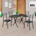 Ver imagem 1 de Conjunto Sala de Jantar Mesa Retangular 100x60cm Tampo Pedra Ardósia Indiana 4 Cadeiras Paraty