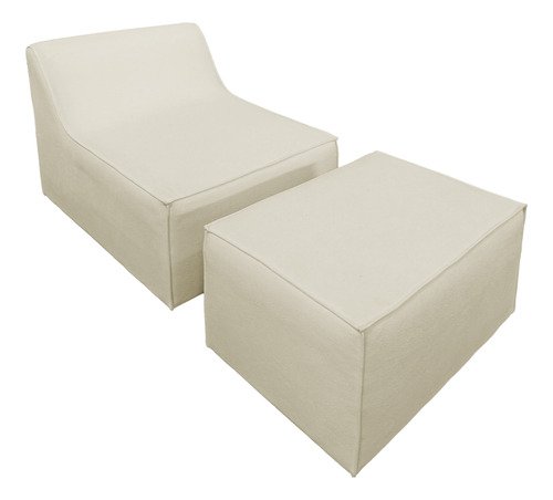 Chaise Tiktok Sofá Cama 2 Lugares com Puff  Bege para Redes Sociais Bz Home Decor - 4