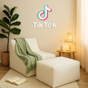 Ver imagem 1 de Chaise Tiktok Sofá Cama 2 Lugares com Puff Bege para Redes Sociais Bz Home Decor