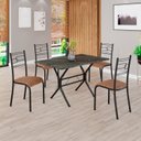 Ver imagem 1 de Conjunto Sala de Jantar Mesa Retangular 100x60cm Tampo Pedra Ardósia Indiana 4 Cadeiras Paraty