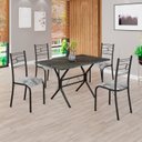 Ver imagem 1 de Conjunto Sala de Jantar Mesa Retangular 100x60cm Tampo Pedra Ardósia Indiana 4 Cadeiras Paraty