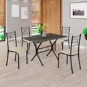 Ver imagem 1 de Conjunto Sala de Jantar Mesa Retangular 100x60cm Tampo Pedra Ardósia Indiana 4 Cadeiras Paraty