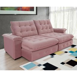 Sofá Coliseu 2.00m Retrátil e Reclinável Super Pillow - Rosê - 3