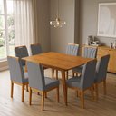 Ver imagem 3 de Conjunto Mesa Jantar 120x90 com 8 Cadeiras Blend Pés Madeira Maciça Design Elegante - Cinza Escuro