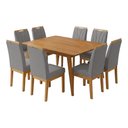 Ver imagem 1 de Conjunto Mesa Jantar 120x90 com 8 Cadeiras Blend Pés Madeira Maciça Design Elegante - Cinza Escuro