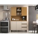 Ver imagem 1 de Armário Kit Cozinha com 4 Portas, 3 Gavetas AC4430 Bege/Marromle/Cristalo