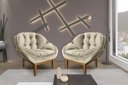 Ver imagem 1 de Kit 2 Poltronas Decorativa Marcela Veludo Bege