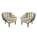 Ver imagem 2 de Kit 2 Poltronas Decorativa Marcela Veludo Bege