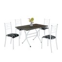 Ver imagem 2 de Conjunto Sala de Jantar Mesa Retangular 100x60cm Tampo Pedra Ardósia Indiana 4 Cadeiras Paraty Branco/Preto Floral