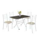 Ver imagem 2 de Conjunto Sala de Jantar Mesa Retangular 100x60cm Tampo Pedra Ardósia Indiana 4 Cadeiras Paraty Branco/Creme