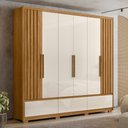 Ver imagem 7 de Guarda Roupa Casal 6 Portas 3 Gavetas Freijó / Off White Amazonas - Moval