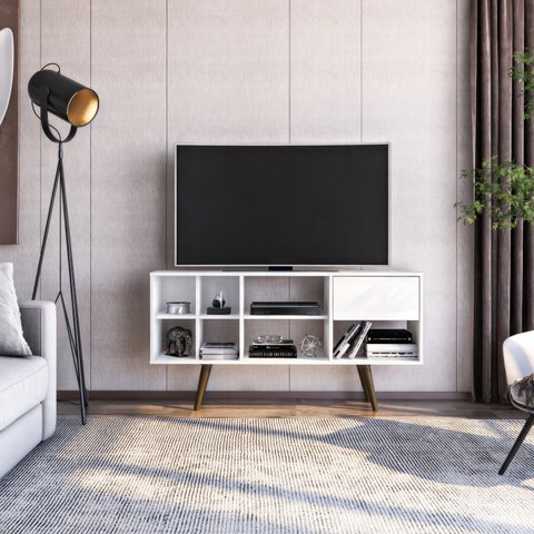 Rack Retrô para Tv até 50 Polegadas com 7 Nichos e 1 Gaveta 2335