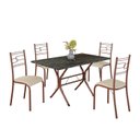Ver imagem 2 de Conjunto Sala de Jantar Mesa Retangular 120x75cm Tampo Pedra Ardósia Indiana 4 Cadeiras Paraty Marrom/Creme