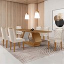Ver imagem 1 de Mesa para Sala de Jantar Alvorada 180cm Mdf Tampo Laminado Canto Copo e 6 Cadeiras Liz