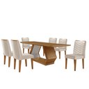 Ver imagem 2 de Mesa para Sala de Jantar Alvorada 180cm Mdf Tampo Laminado Canto Copo e 6 Cadeiras Liz