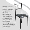 Ver imagem 7 de Conjunto Sala de Jantar Mesa Retangular 120x75cm Tampo Pedra Ardósia Indiana 4 Cadeiras Paraty Preto/Floral/Fosco