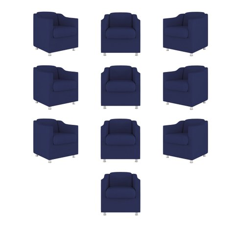 Kit 10 Cadeira Poltronas Decorativas Recepção Clinica Suede Cor:Azul Marinho