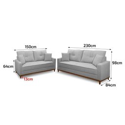 Conjunto Sofá Living 3 e 2 Malibu Bouclê 1,50/2,30m - King House - 2