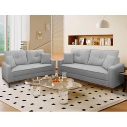 Conjunto Sofá Living 3 e 2 Malibu Bouclê 1,50/2,30m - King House - 1