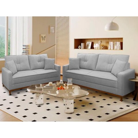 Conjunto Sofá Living 3 e 2 Malibu Bouclê 1,50/2,30m - King House