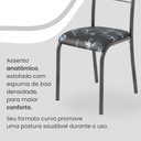 Ver imagem 6 de Conjunto Sala de Jantar Mesa Retangular 120x75cm Tampo Pedra Ardósia Indiana 4 Cadeiras Paraty Prata/Preto Floral/Mart