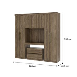 Guarda Roupa Casal 6 Portas, 2 Gavetas, Painel de TV 32 Polegadas e Gaveteiro Porto Móveis Carraro  - 4