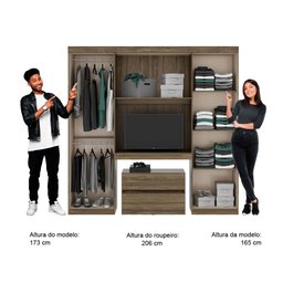 Guarda Roupa Casal 6 Portas, 2 Gavetas, Painel de TV 32 Polegadas e Gaveteiro Porto Móveis Carraro  - 7