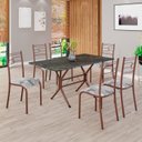 Ver imagem 1 de Conjunto Sala de Jantar Mesa Retangular 140x75cm Tampo Pedra Ardósia Indiana 6 Cadeiras Paraty Marrom/Paraopeba