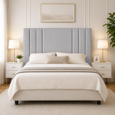 Cabeceira Suede 140 cm Casal Moderna Frame Estofada Cama Box:Cinza Claro