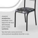 Ver imagem 6 de Conjunto Sala de Jantar Mesa Retangular 140x75cm Tampo Pedra Ardósia Indiana 6 Cadeiras Paraty Preto/Floral/Fosco