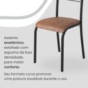 Ver imagem 6 de Conjunto Sala de Jantar Mesa Retangular 140x75cm Tampo Pedra Ardósia Indiana 6 Cadeiras Paraty Preto/C. Marrom/Fosco