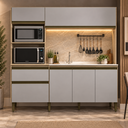 Ver imagem 1 de Cozinha Compacta Vitória New 185cm 6 Portas 1 Gaveta Dourado/Fumê - J Carvalho