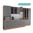 Ver imagem 3 de Armário de Cozinha Completa com Balcão Milla Lara Carraro Nogal com Cinza Titânio